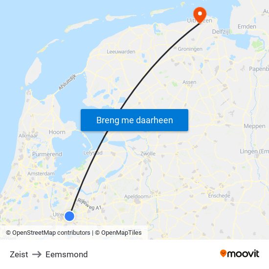 Zeist to Eemsmond map