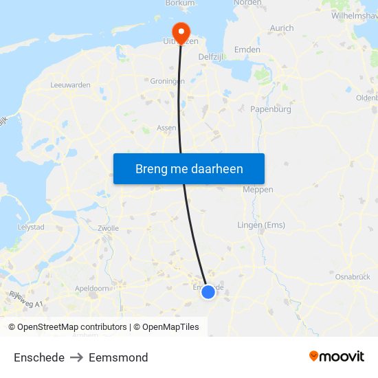 Enschede to Eemsmond map