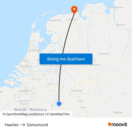 Heerlen to Eemsmond map
