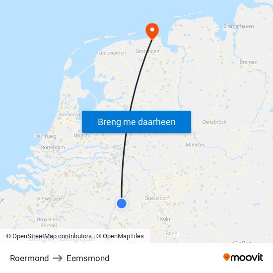 Roermond to Eemsmond map