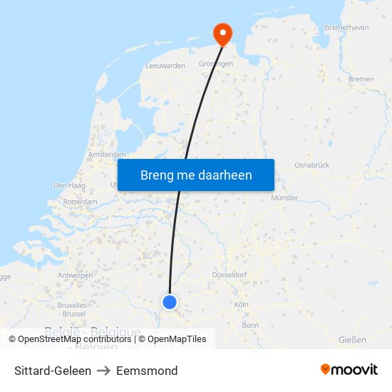 Sittard-Geleen to Eemsmond map