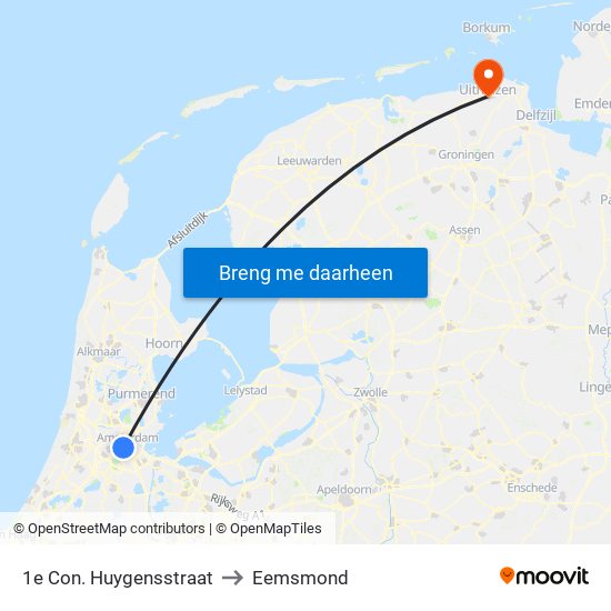 1e Con. Huygensstraat to Eemsmond map
