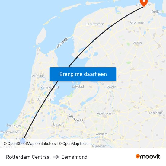 Rotterdam Centraal to Eemsmond map