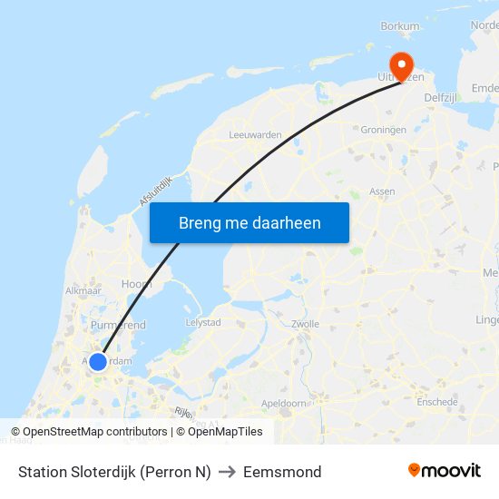 Station Sloterdijk (Perron N) to Eemsmond map