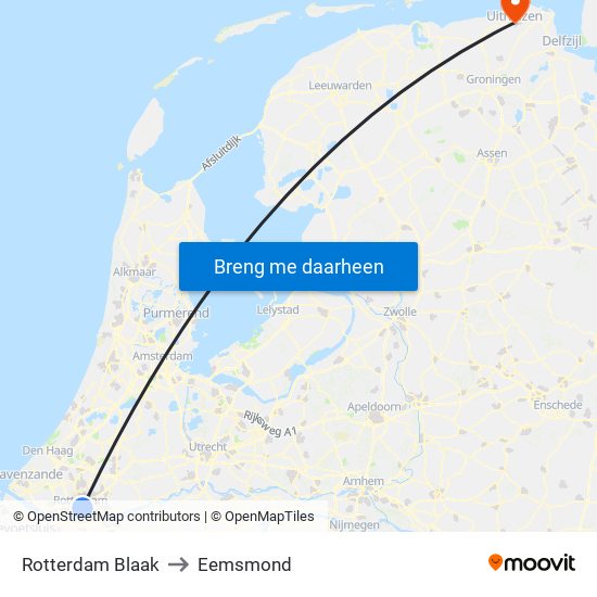 Rotterdam Blaak to Eemsmond map