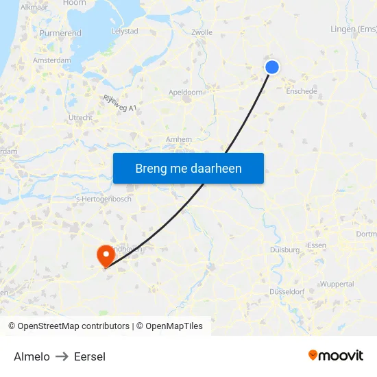 Almelo to Eersel map