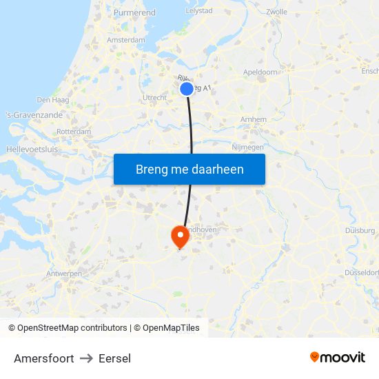 Amersfoort to Eersel map