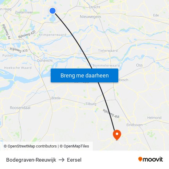 Bodegraven-Reeuwijk to Eersel map