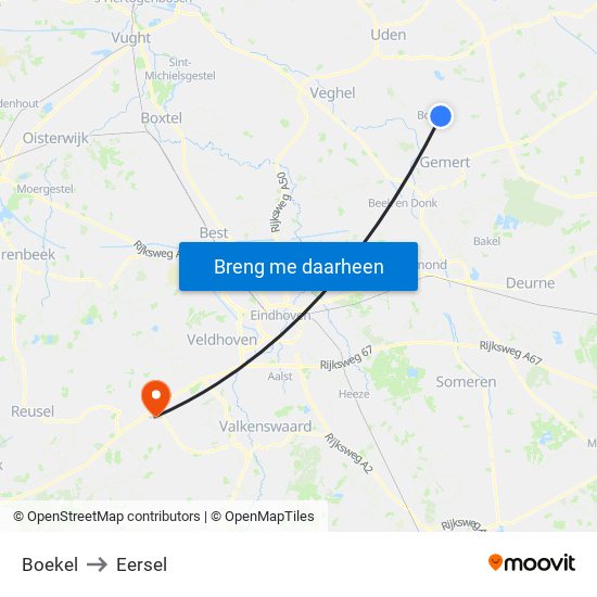 Boekel to Eersel map