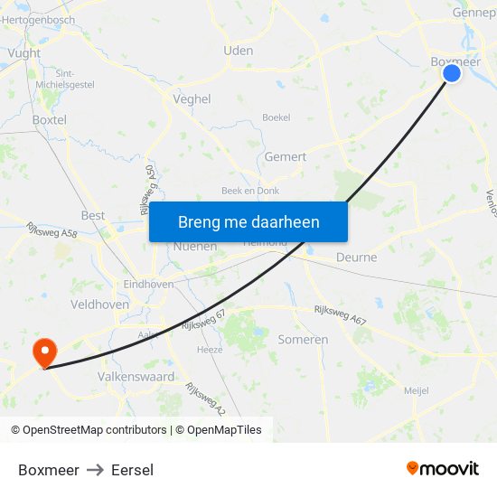 Boxmeer to Eersel map