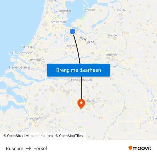 Bussum to Eersel map