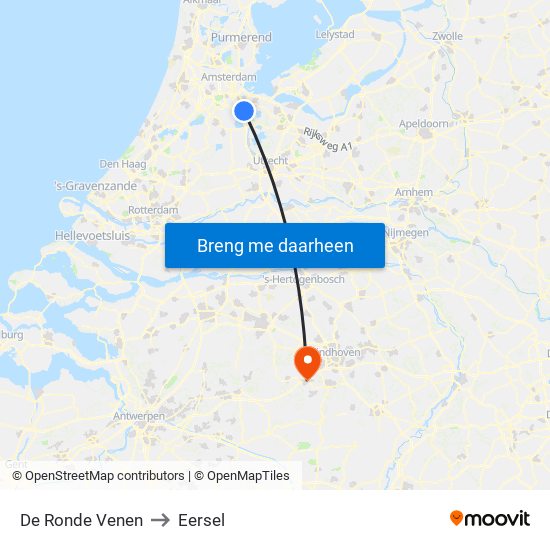 De Ronde Venen to Eersel map