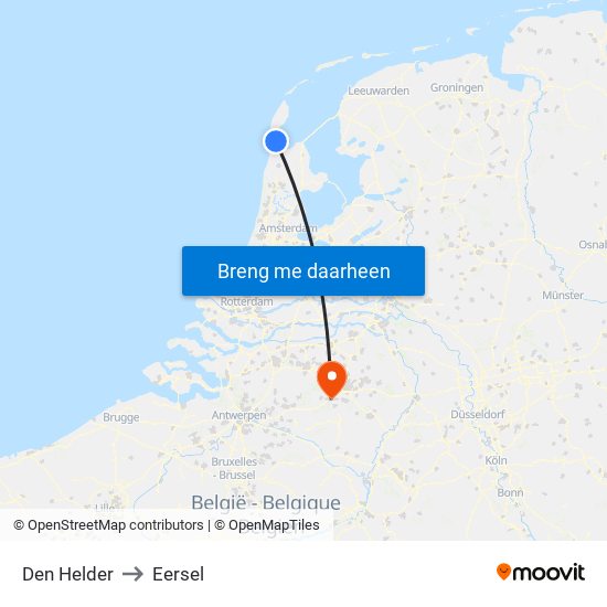 Den Helder to Eersel map