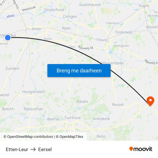 Etten-Leur to Eersel map