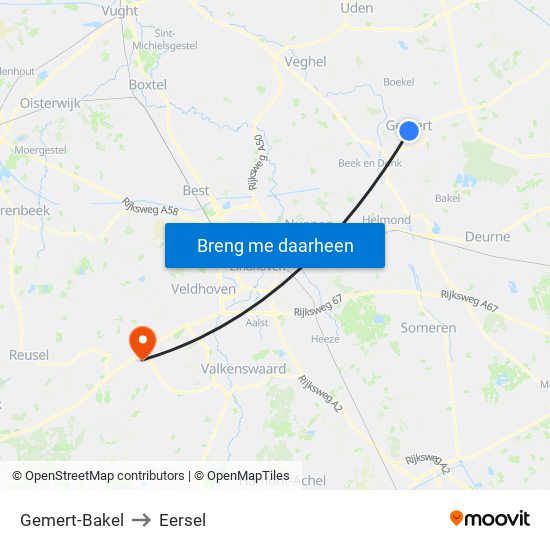 Gemert-Bakel to Eersel map
