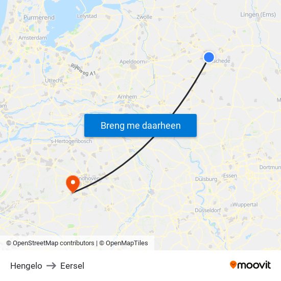 Hengelo to Eersel map