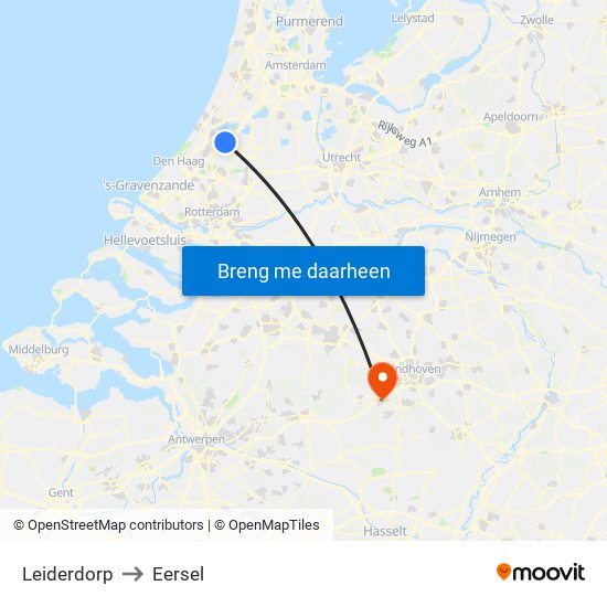 Leiderdorp to Eersel map