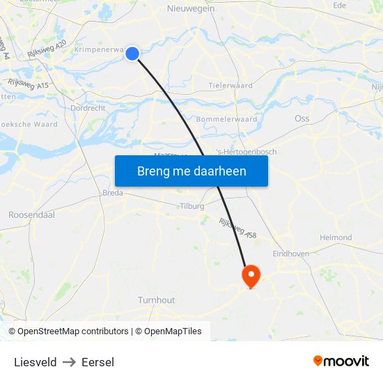 Liesveld to Eersel map