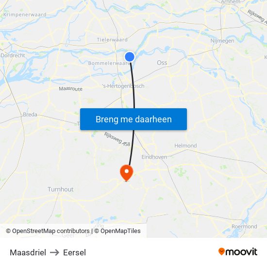 Maasdriel to Eersel map