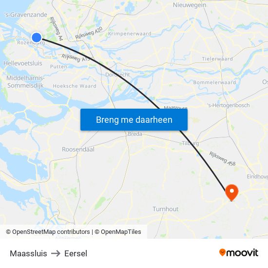 Maassluis to Eersel map