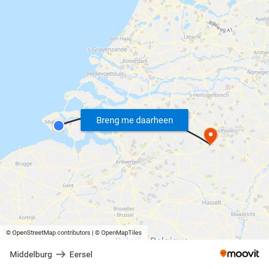 Middelburg to Eersel map
