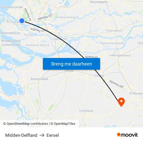 Midden-Delfland to Eersel map