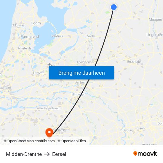 Midden-Drenthe to Eersel map