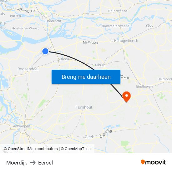 Moerdijk to Eersel map