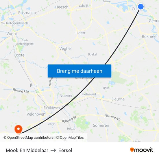 Mook En Middelaar to Eersel map