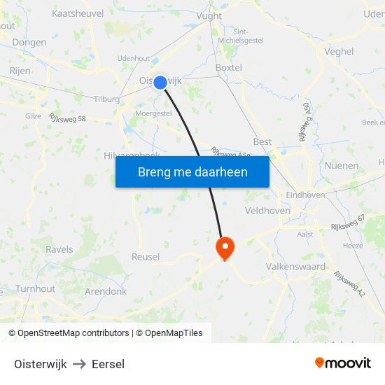 Oisterwijk to Eersel map