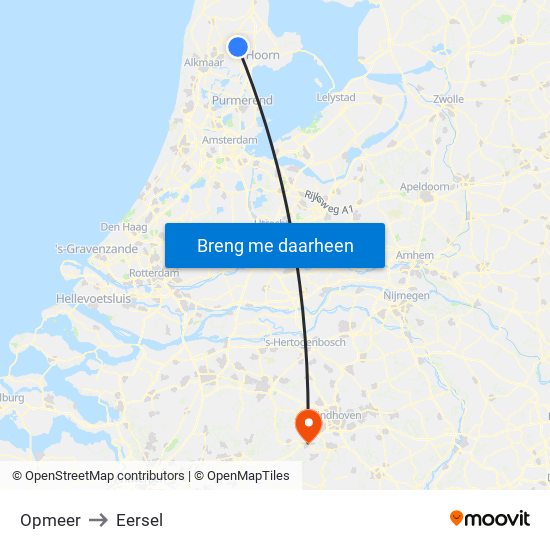 Opmeer to Eersel map