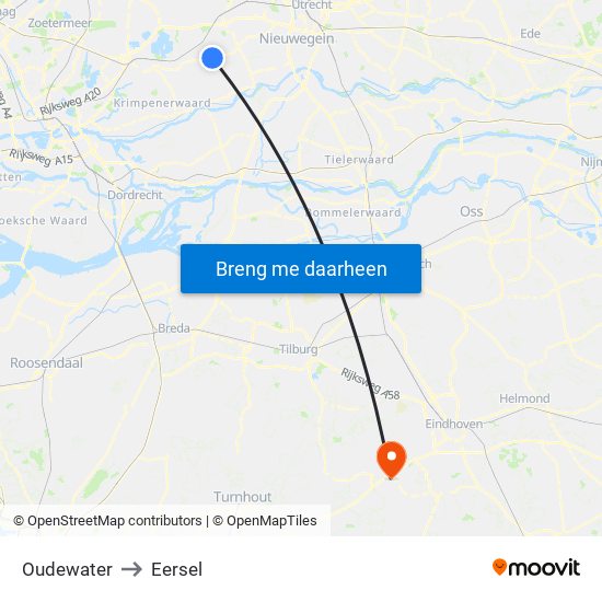 Oudewater to Eersel map