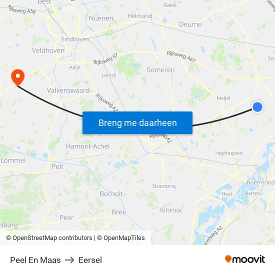 Peel En Maas to Eersel map