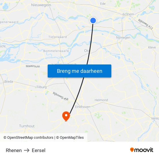 Rhenen to Eersel map