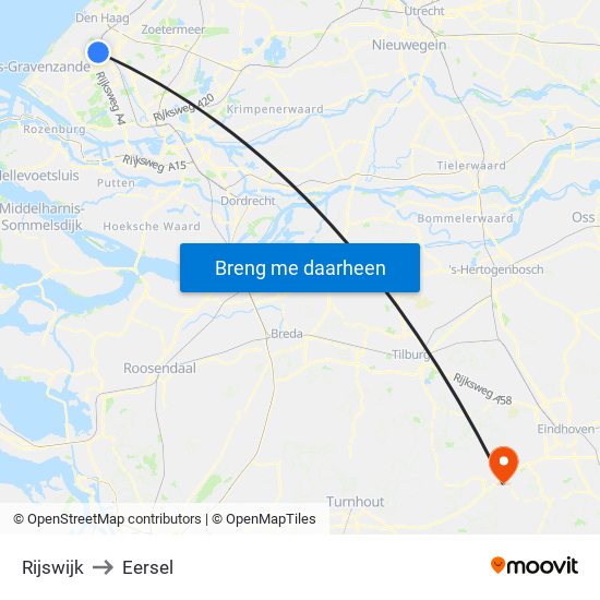 Rijswijk to Eersel map
