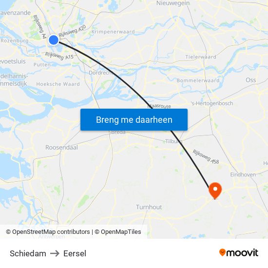 Schiedam to Eersel map