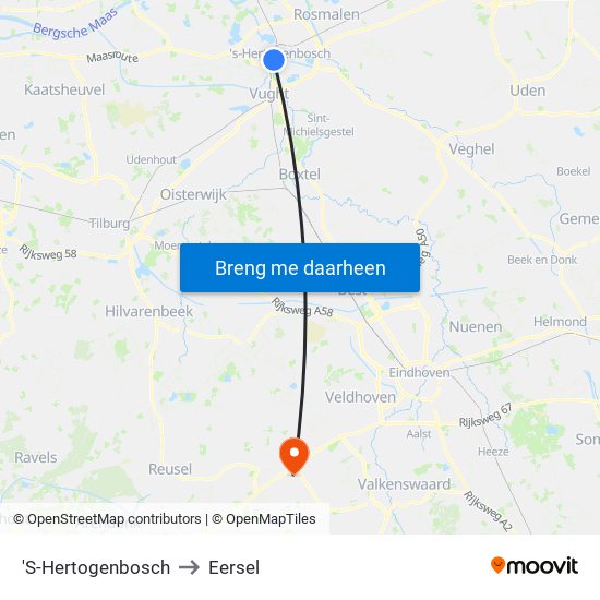 'S-Hertogenbosch to Eersel map