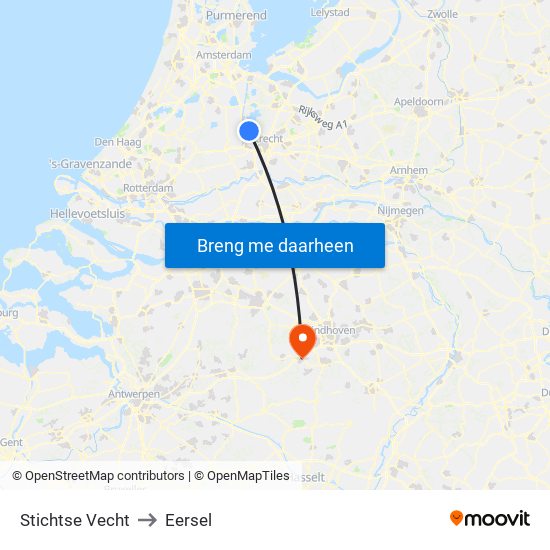 Stichtse Vecht to Eersel map