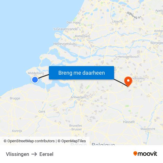 Vlissingen to Eersel map