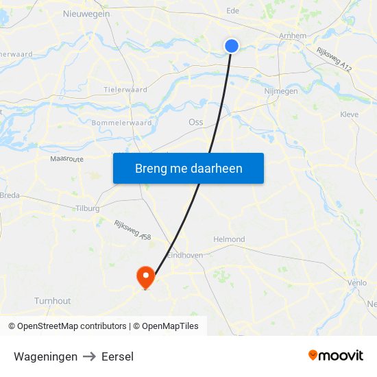 Wageningen to Eersel map