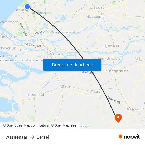 Wassenaar to Eersel map