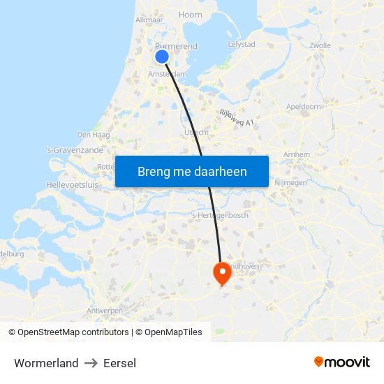 Wormerland to Eersel map