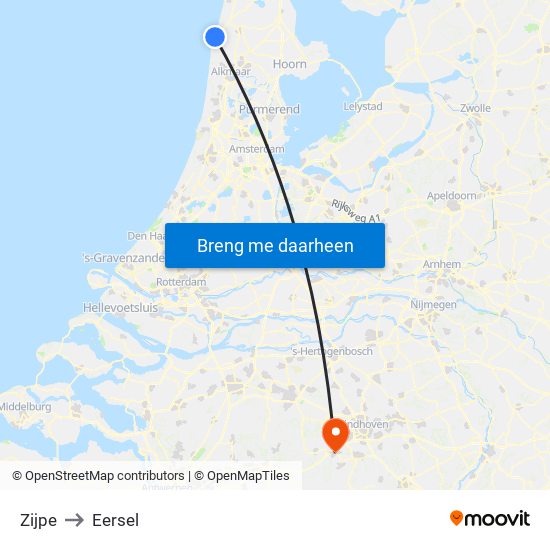 Zijpe to Eersel map