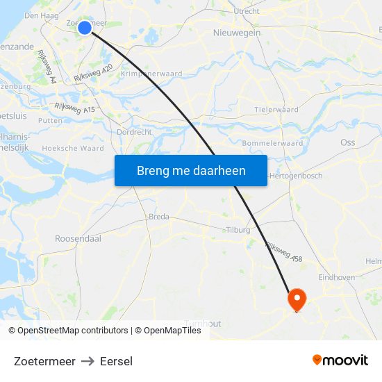 Zoetermeer to Eersel map