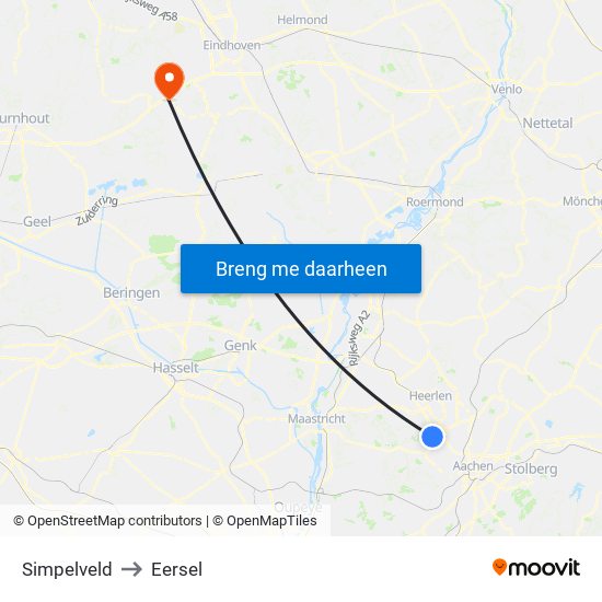 Simpelveld to Eersel map