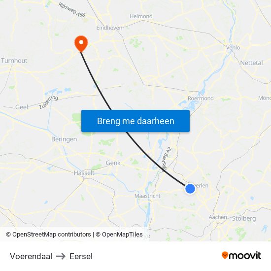 Voerendaal to Eersel map
