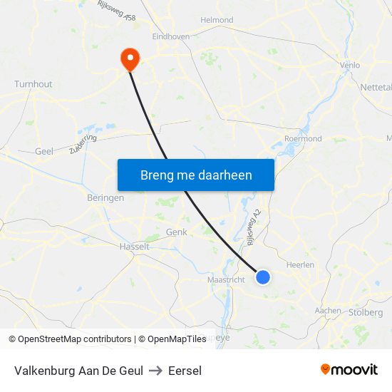 Valkenburg Aan De Geul to Eersel map