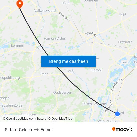 Sittard-Geleen to Eersel map