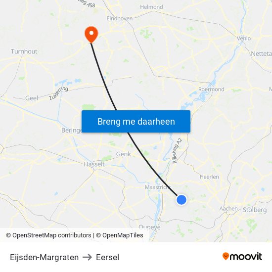 Eijsden-Margraten to Eersel map