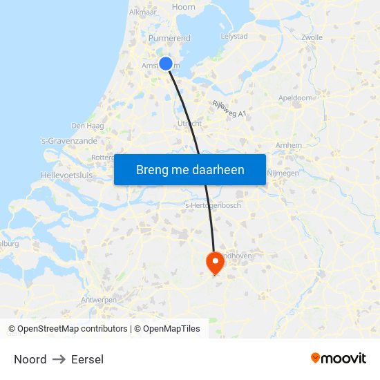 Noord to Eersel map